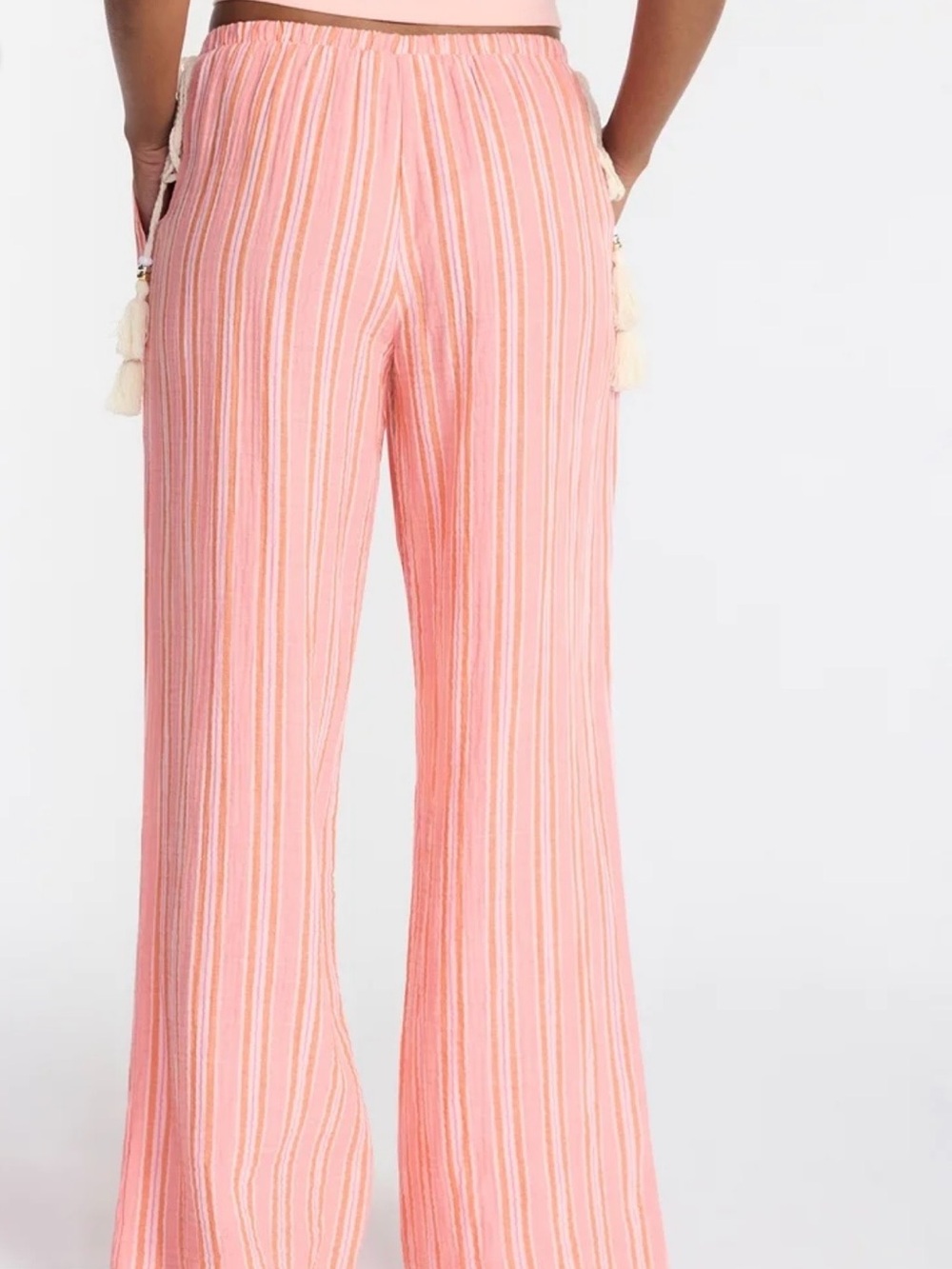 Striped Drawstring Beaded Pants - Picture 2 of 2